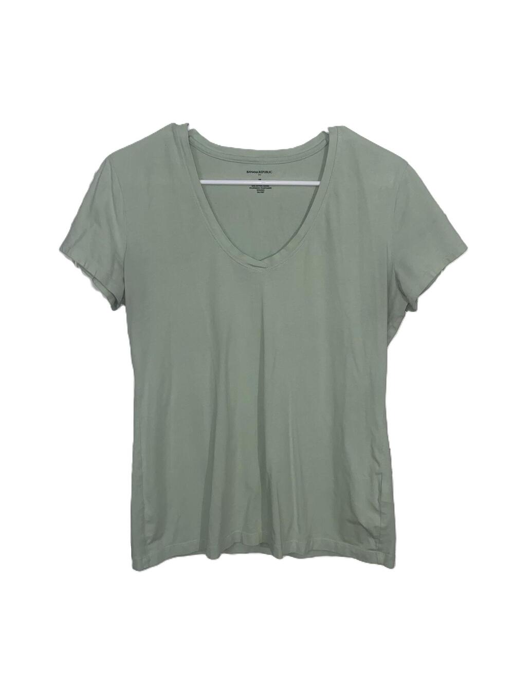 Banana Republic Sage Green Fitted Tee Minimalist Clean Girl Y2K Top M